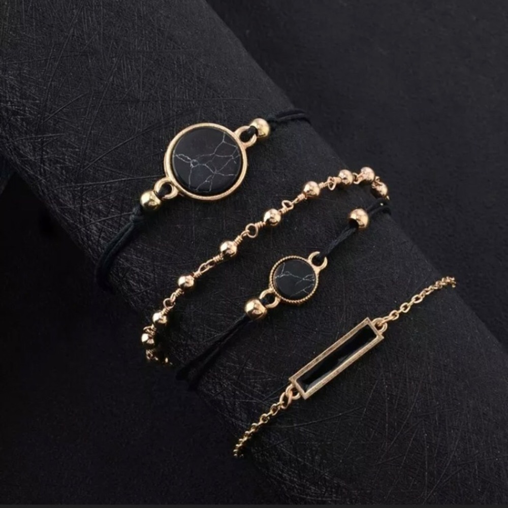 SOLD✨ Set of 4 Black Boho Bracelets - Picture 2 of 3